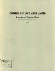 Campbell Red Lake Mines Limited 1974 cover