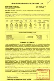 Bow Valley Resource Services Ltd. Financials. 1985-12-31 1985 cover
