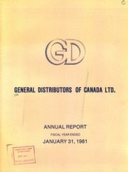 General Distributors of Canada Ltd 1981 cover