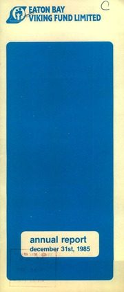 Eaton Bay Viking Fund Limited 1985 cover