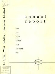 Great West Saddlery Company Limited 1962 cover
