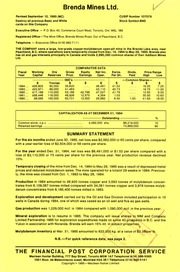 Brenda Mines Ltd. Financials. 1984-12-31 1984 cover