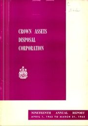 Crown Assets Disposal Corporation 1963 cover
