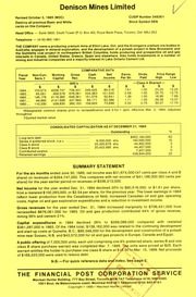 Denison Mines Limited. Financials. 1984-12-31 1984 cover