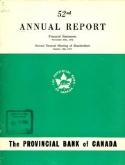 Provincial Bank of Canada 1952 cover