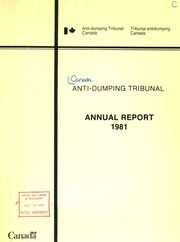 Canada Anti-Dumping Tribunal 1981 cover
