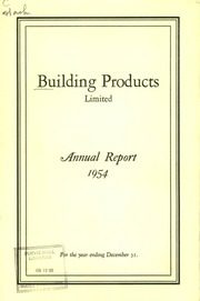Building Products Limited 1954 cover