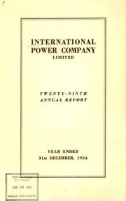 International Power Company Limited 1954 cover