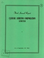 Cassiar Asbestos Corporation Limited 1954 cover