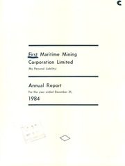 First Maritime Mining Corp. Ltd 1984 cover