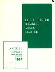 Consolidated Rambler Mines, Ltd 1984 cover