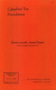 Canadian Tax Foundation 1972 cover