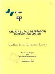 Churchill Falls (Labrador) Corp. Ltd 1982 cover
