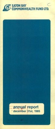 Eaton Bay Commonwealth Fund Limited 1985 cover