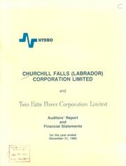 Churchill Falls (Labrador) Corp. Ltd 1985 cover