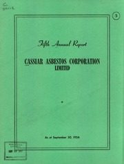 Cassiar Asbestos Corporation Limited 1956 cover