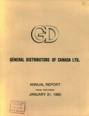 General Distributors of Canada Ltd 1982 cover
