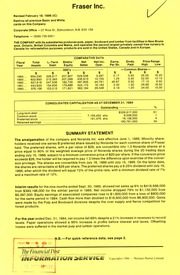 Fraser Inc. Financials. 1984-12-31 1984 cover