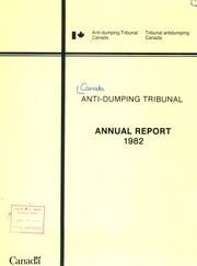 Canada Anti-Dumping Tribunal 1982 cover