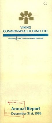 Eaton Bay Commonwealth Fund Limited 1986 cover