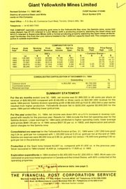 Giant Yellowknife Mines Limited. Financials. 1984-12-31 1984 cover