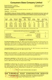 Consumers Glass Company Limited. Financials. 1984-12-31 1984 cover
