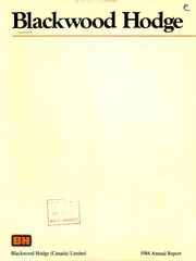 Blackwood Hodge (Canada) Limited 1984 cover
