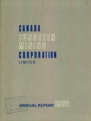 Canada Tungsten Mining Corporation Limited 1966 cover