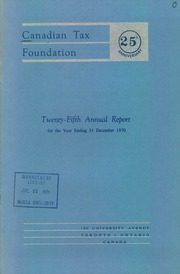 Canadian Tax Foundation 1970 cover
