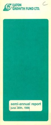 Eaton Growth Fund Limited. Interim Report. 1986-6-30 1986 cover