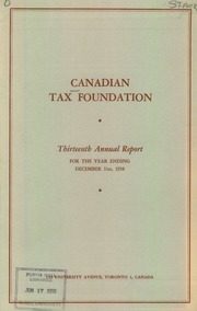 Canadian Tax Foundation 1958 cover