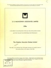 Caledon Mountain Estates Limited 1972 cover