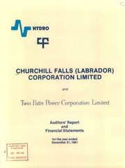 Churchill Falls (Labrador) Corp. Ltd 1981 cover