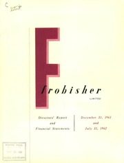 Frobisher Limited 1962 cover