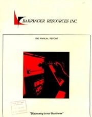 Barringer Resources Inc 1982 cover