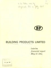 Building Products Limited 1964 cover