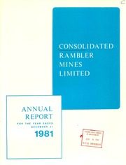 Consolidated Rambler Mines, Ltd 1981 cover