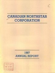 Canadian Northstar Corporation 1987 cover