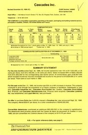 Cascades Group. Financials. 1985-12-31 1985 cover