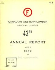 Canadian Western Lumber Company, Limited 1952 cover