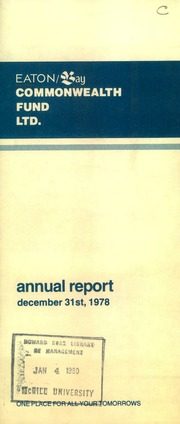 Eaton Bay Commonwealth Fund Limited 1978 cover