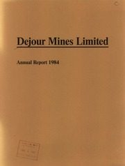Dejour Mines Limited 1984 cover