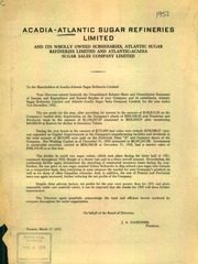 Acadia-Atlantic Sugar Refineries Limited 1952 cover