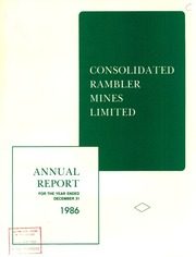 Consolidated Rambler Mines, Ltd 1986 cover