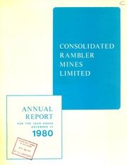 Consolidated Rambler Mines, Ltd 1980 cover