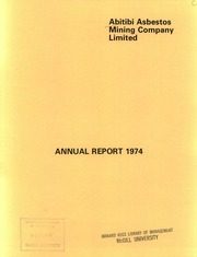 Abitibi Asbestos Mining Company Limited 1974 cover