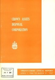 Crown Assets Disposal Corporation 1967 cover