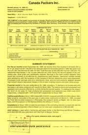 Canada Packers Limited. Financials. 1985-3-31 1985 cover