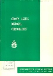 Crown Assets Disposal Corporation 1961 cover