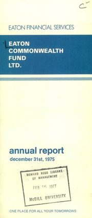 Eaton Bay Commonwealth Fund Limited 1975 cover
